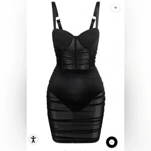 Leau NWT Sheer Stretch Bodice Corset Miami Mesh Mini Dress (Medium)